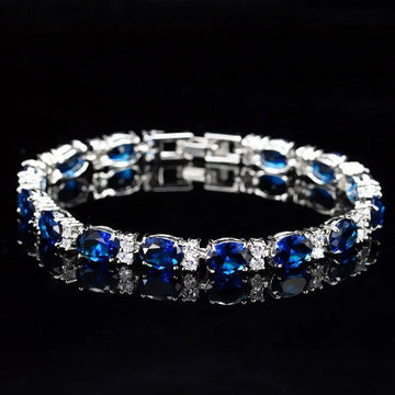LOVELY Brilliant Light Blue AAA+ Cubic Zirconia Simulated Diamonds Fashion Tennis Bracelets - The Jewellery Supermarket